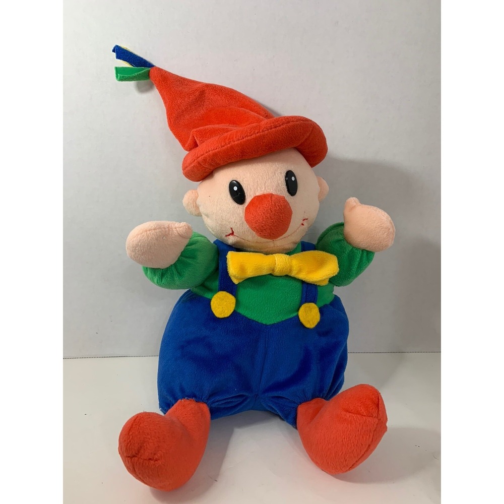 plush clown rattle baby soft toy stuffed colorful red green blue yellow Gampi